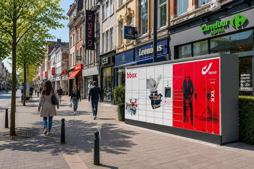 De Bbox van bpost is een verlengstuk van de winkel (AI gegenereerd)