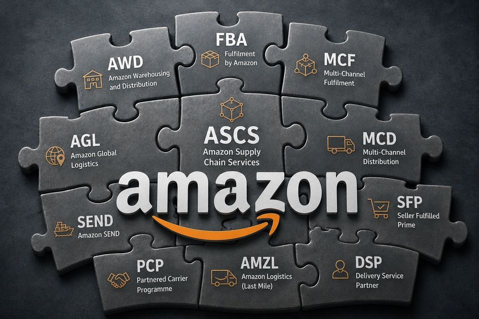 Het alfabet van Amazons servicefamily (AI gegenereerd)