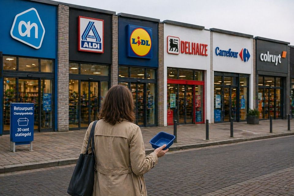 Pilot herbruikbaar champignonbakje (AI gegenereerd)