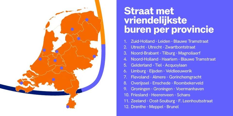 kaart-nederland-vriendelijkste-straat-provincie-postnl