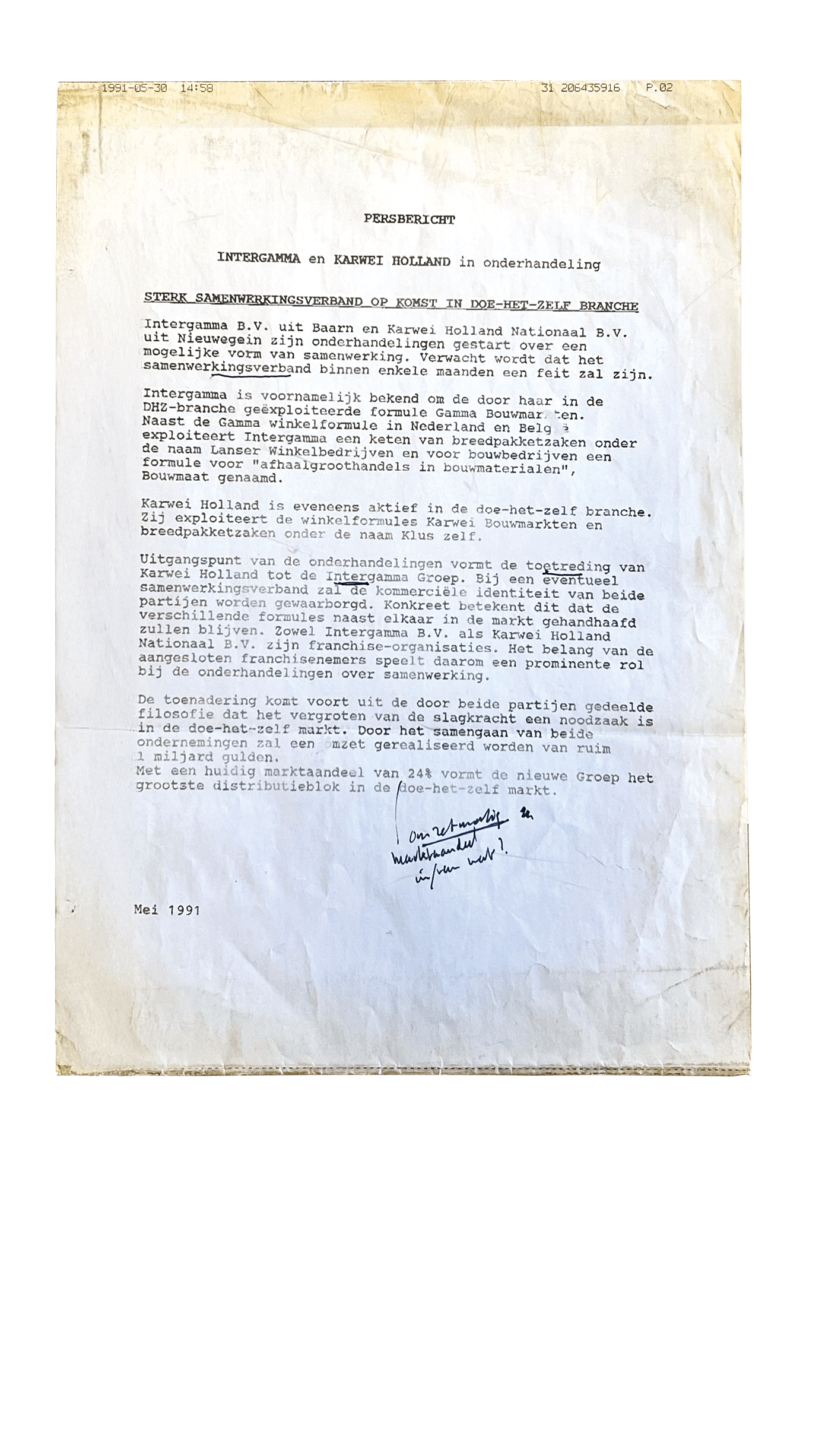 Karwei naar Intergamma telefax2