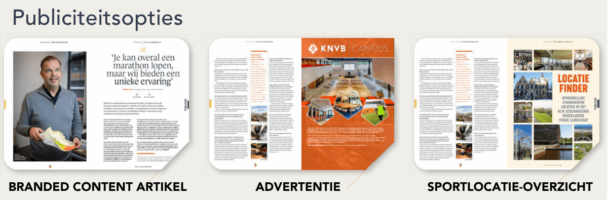 Publiciteitsopties Sports and Events thema
