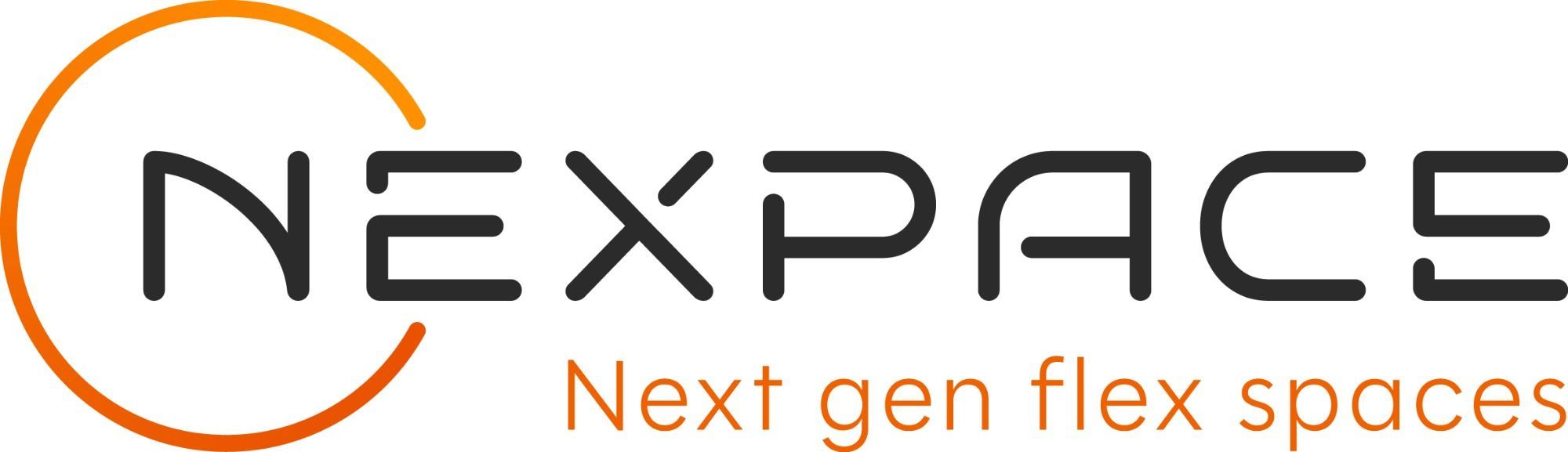 Nexpace Next gen flex spaces logo RGB Orange-Black
